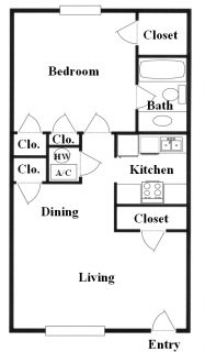 1 Bed / 1 Bath / 636 sq ft